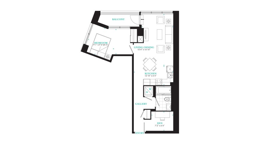 The Suite 310 new home model plan at the PJ Condos by Pinnacle International in Toronto
