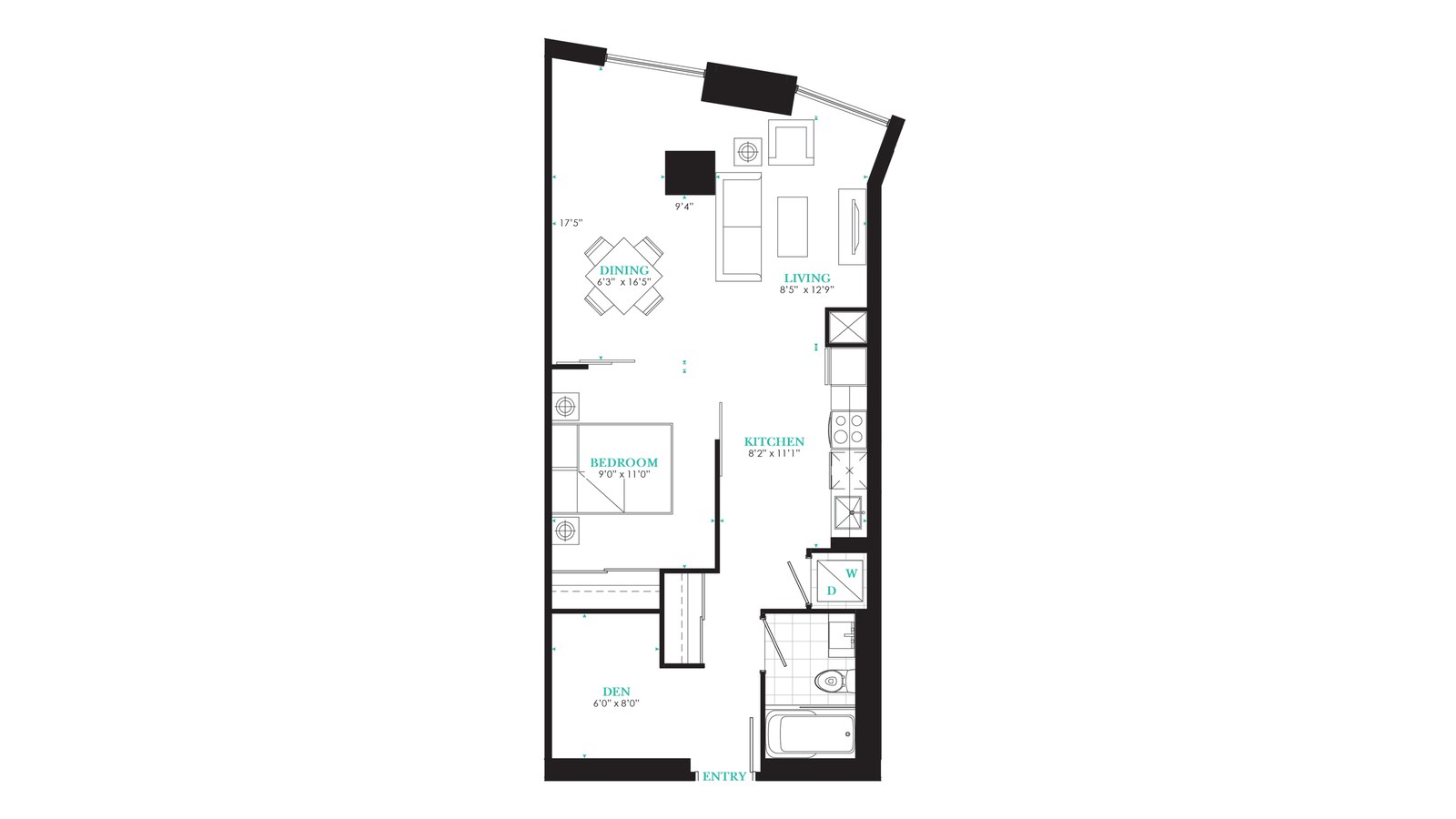 Suite 508 floor plan at PJ Condos by Pinnacle International in Toronto, Ontario