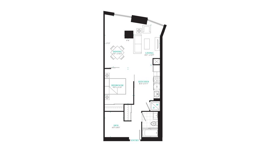 The Suite 508 new home model plan at the PJ Condos by Pinnacle International in Toronto