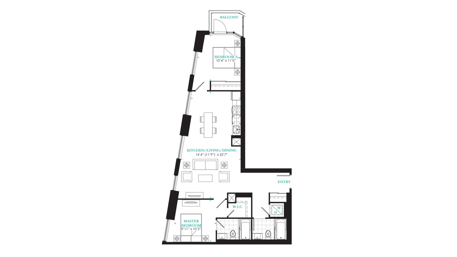 Suite 905 floor plan at PJ Condos by Pinnacle International in Toronto, Ontario