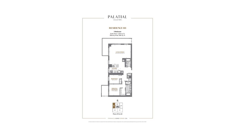 The Palatial 03 new home model plan at the The Prestige at Pinnacle One Yonge by Pinnacle International in Toronto