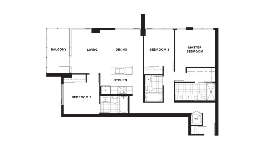 The Suite 1203, 1503 to 1703 new home model plan at the Torino Pinnacle Living at Capstan Village by Pinnacle International in Richmond