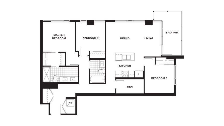 The Suite 505, 606 to 1106, 1205, 1505 to 1705 new home model plan at the Torino Pinnacle Living at Capstan Village by Pinnacle International in Richmond