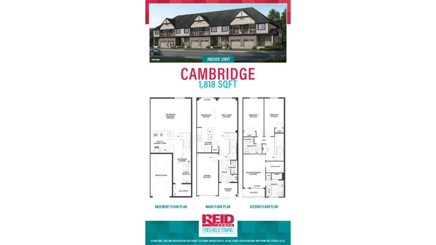 The Cambridge new home model plan at the Freehold Towns by Reid Homes in Cambridge