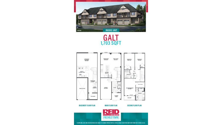 The Galt new home model plan at the Freehold Towns by Reid Homes in Cambridge