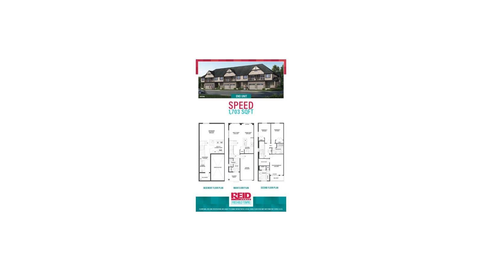Speed floor plan at Freehold Towns by Reid Homes in Cambridge, Ontario
