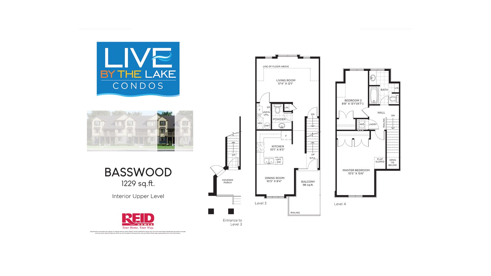 Basswood floor plan at Live By The Lake by Reid Homes in Guelph, Ontario