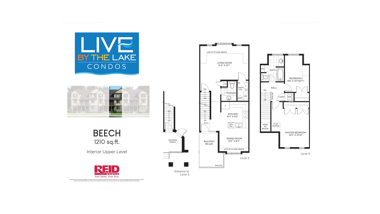 Beech floor plan at Live By The Lake by Reid Homes in Guelph, Ontario