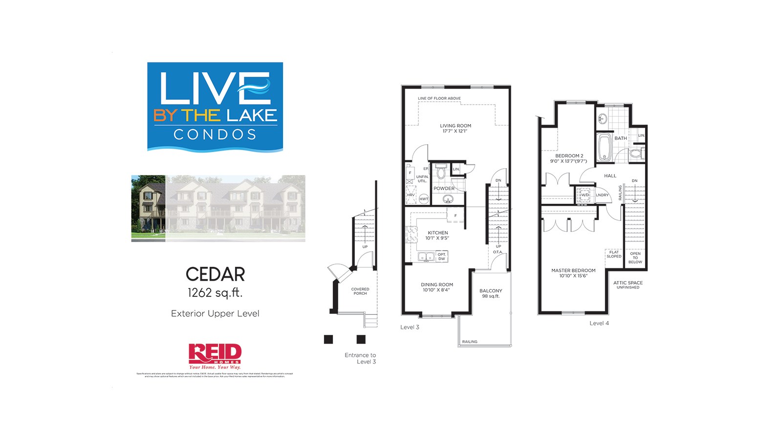 Cedar floor plan at Live By The Lake by Reid Homes in Guelph, Ontario