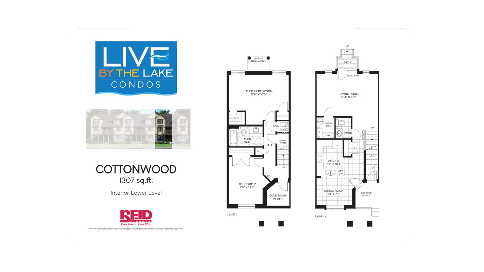Cottonwood floor plan at Live By The Lake by Reid Homes in Guelph, Ontario