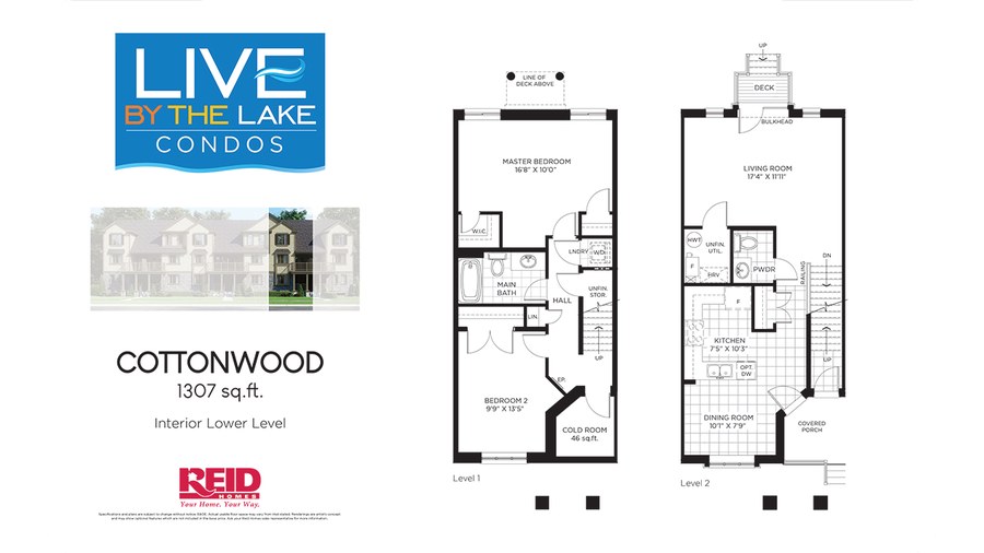 The Cottonwood new home model plan at the Live By The Lake by Reid Homes in Guelph