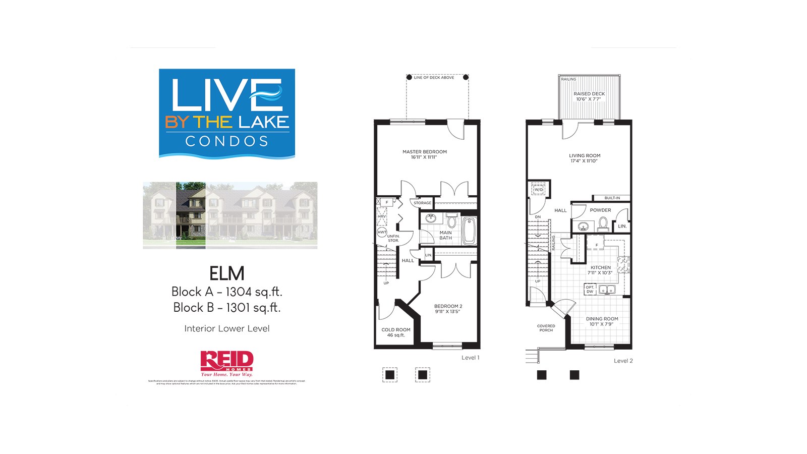 Elm floor plan at Live By The Lake by Reid Homes in Guelph, Ontario