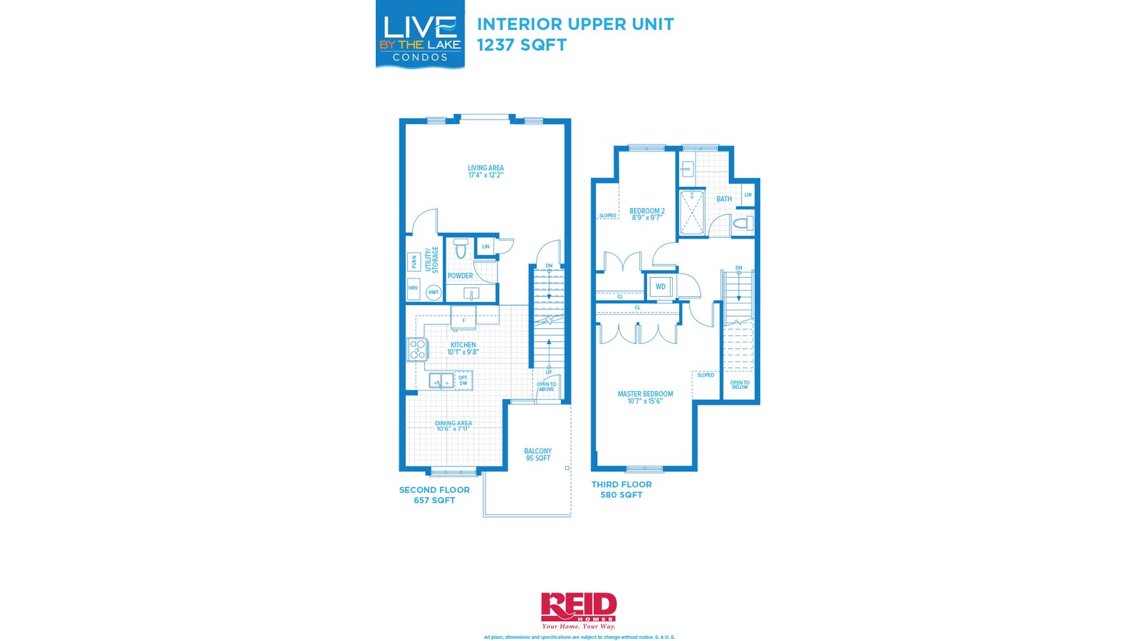 Interior Upper Unit floor plan at Live By The Lake by Reid Homes in Guelph, Ontario