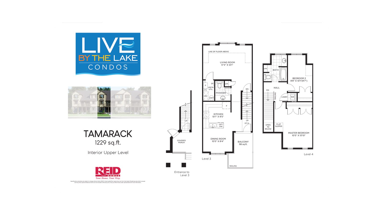 Tamarack floor plan at Live By The Lake by Reid Homes in Guelph, Ontario
