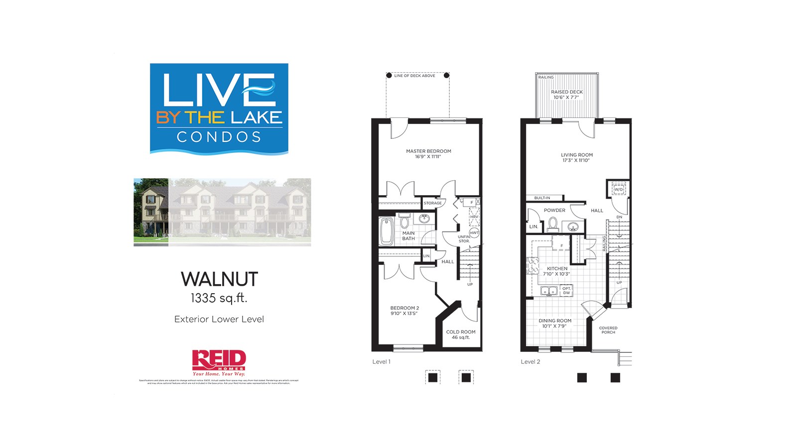 Walnut floor plan at Live By The Lake by Reid Homes in Guelph, Ontario