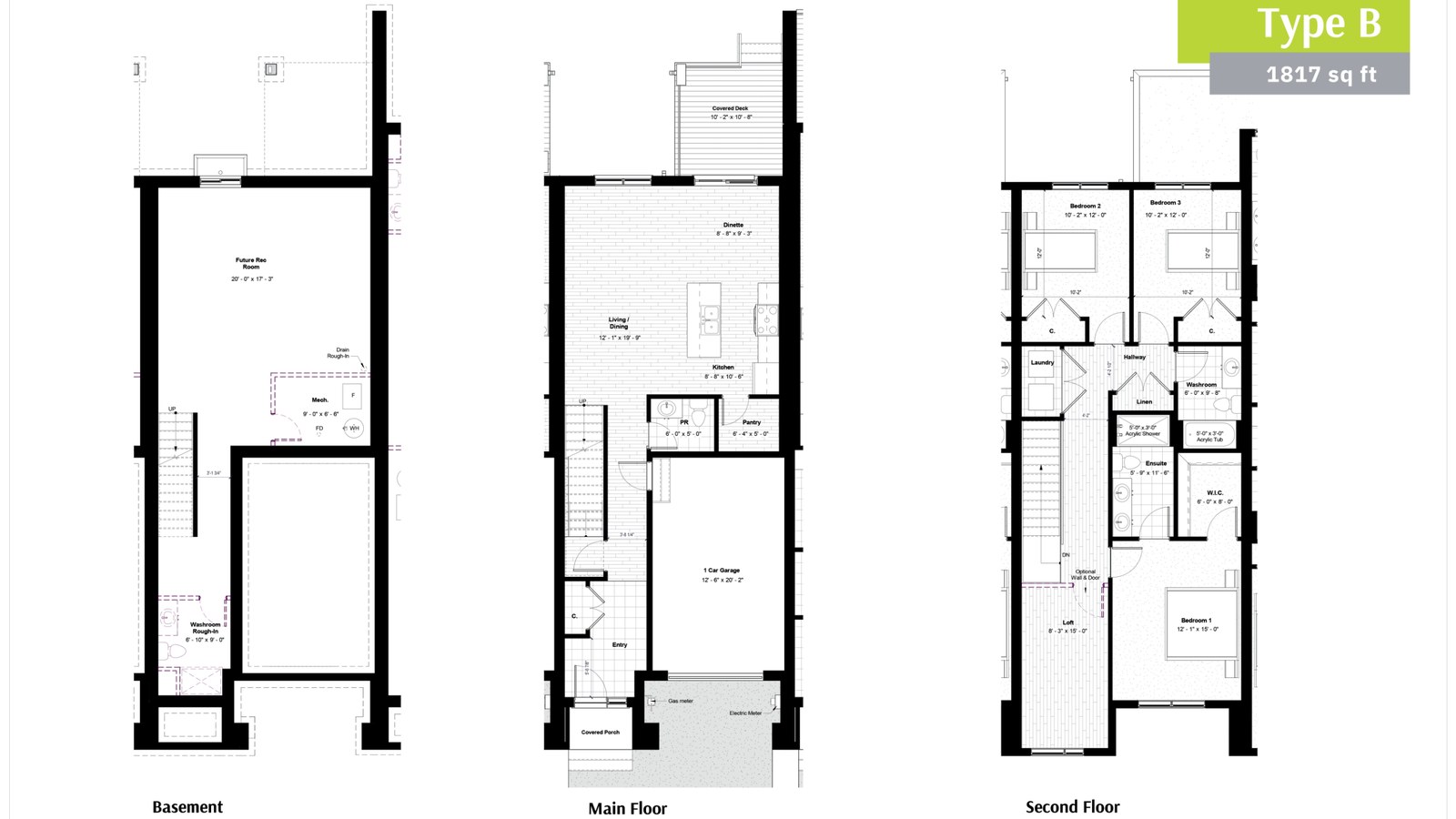 Type B floor plan at Willow Ridge by Rinaldi Homes in Fonthill, Ontario